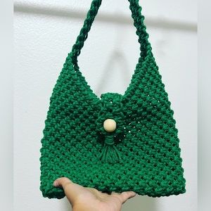 Handmade Green Macrame Shoulder Bag